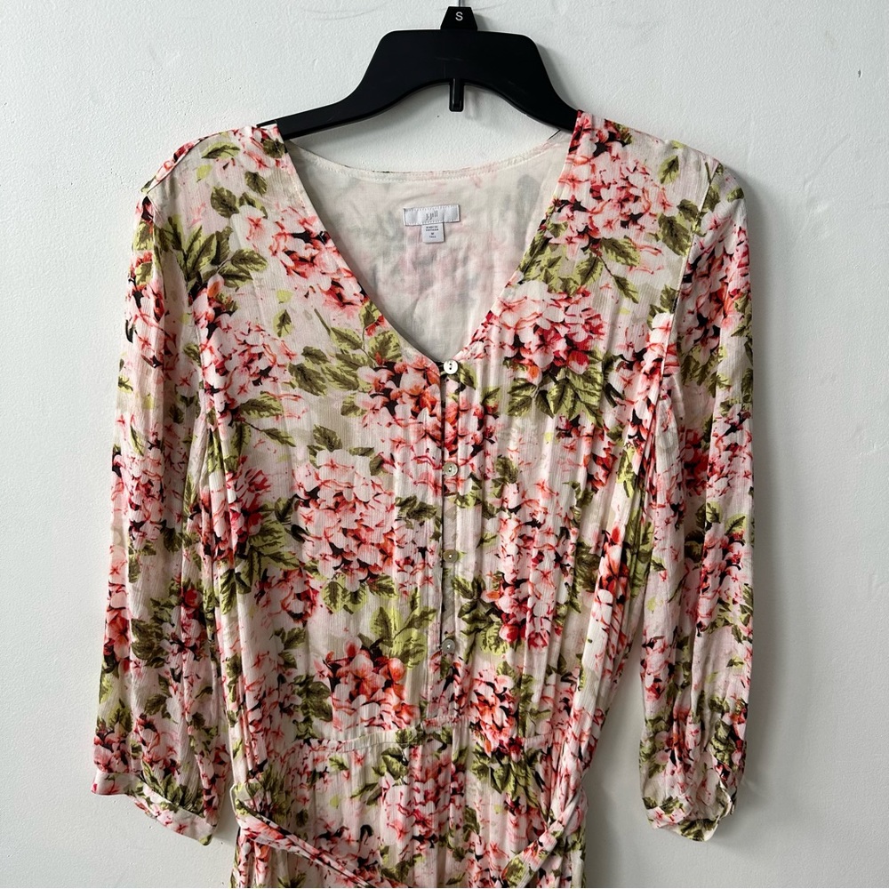 J Jill Pebble Hydrangea Garden Dip Hem Midi Dress - Picture 8 of 13